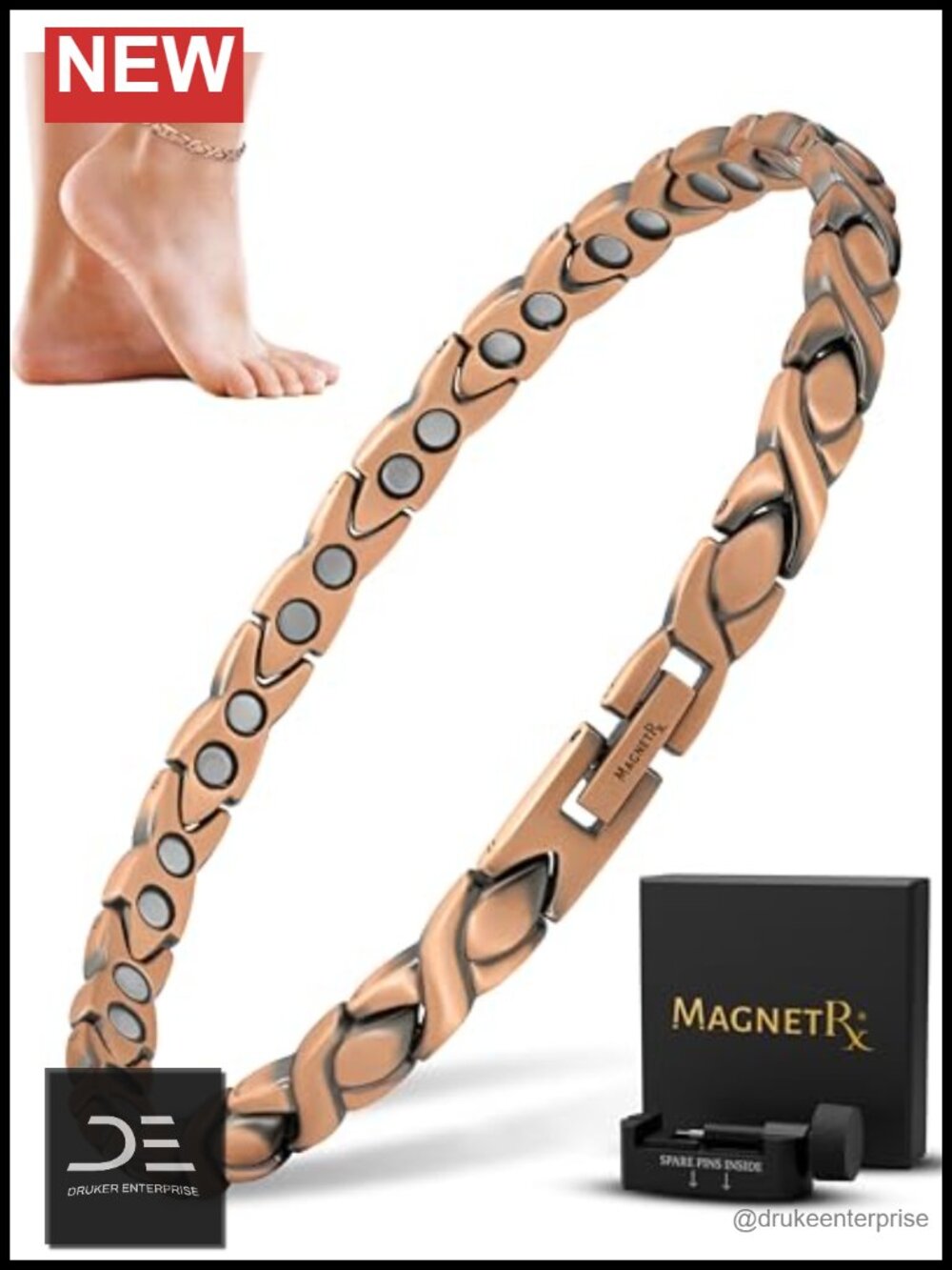 Magnetic Copper Anklet for Women - 34 Magnets Healing Anklet